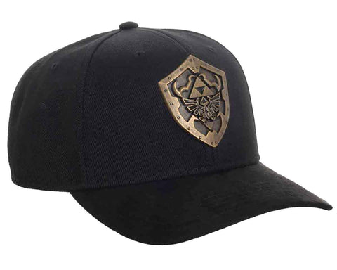 Nintendo Legend of Zelda Hylian Shield Brass Metal Badge Adjustable Snapback Hat