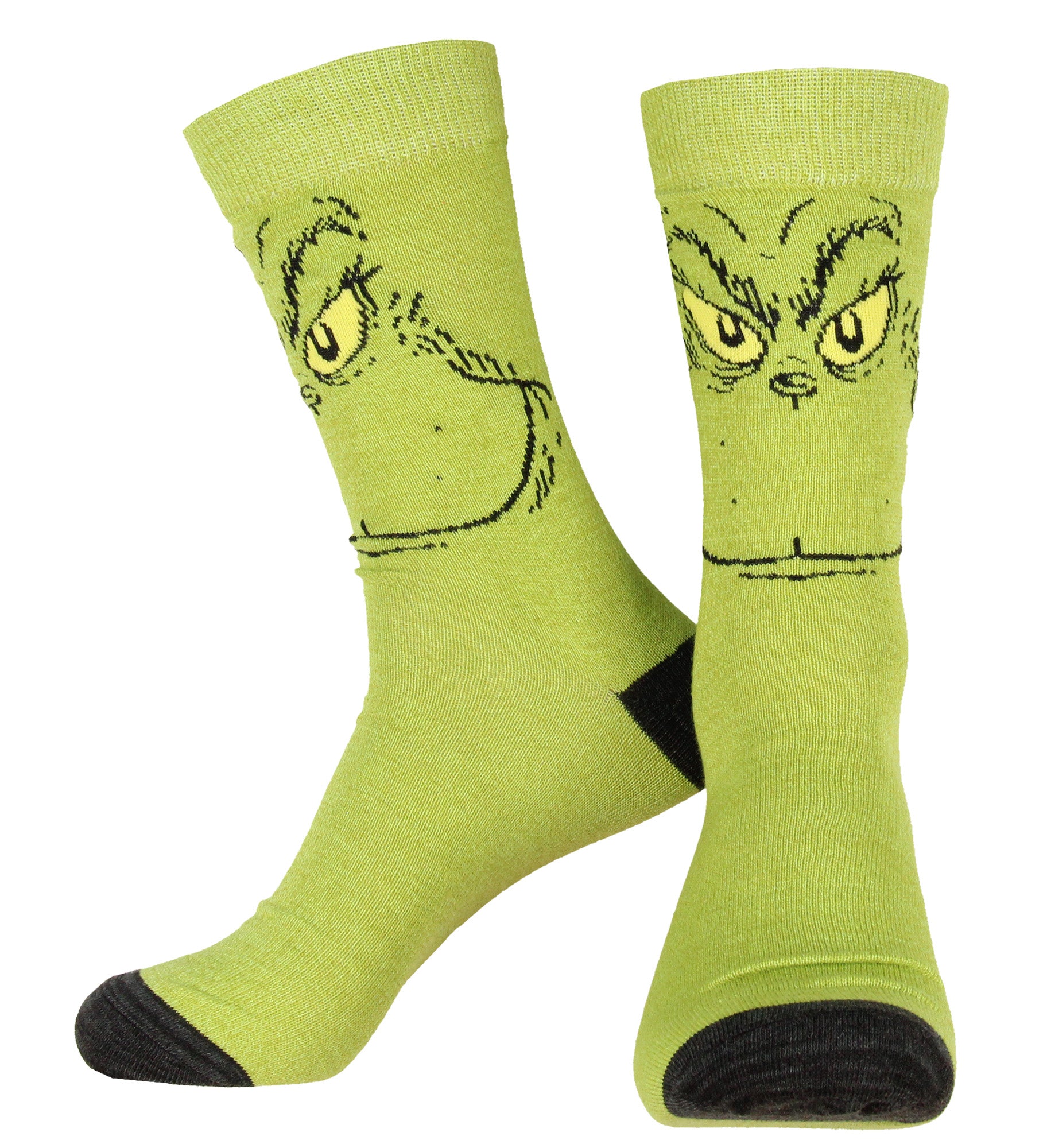 Dr. Seuss GRINCH Character Adult Holiday Crew Socks 2 Pair