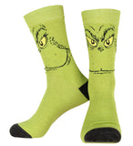 Dr Seuss GRINCH Character Adult Holiday Crew Socks 2 Pair