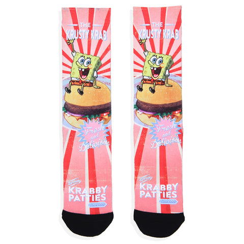 SpongeBob SquarePants Krabby Patties Sublimated Adult Crew Socks