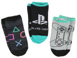 PlayStation Adult Logo  Controller 3 Pack No Show Ankle Socks