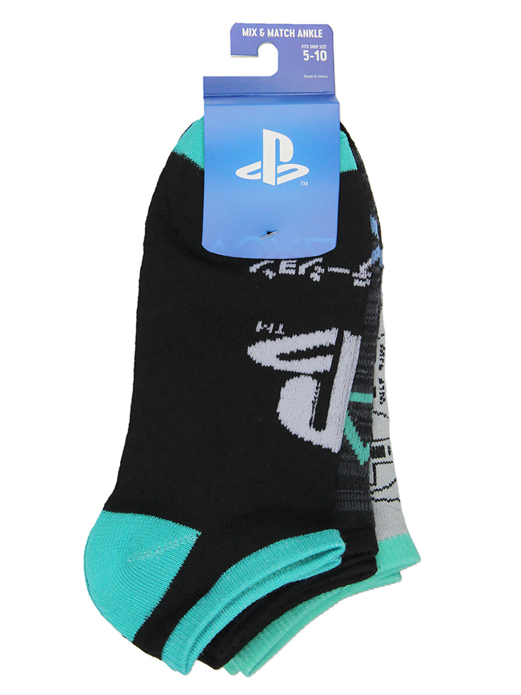 PlayStation Adult Logo Controller 3 Pack No Show Ankle Socks