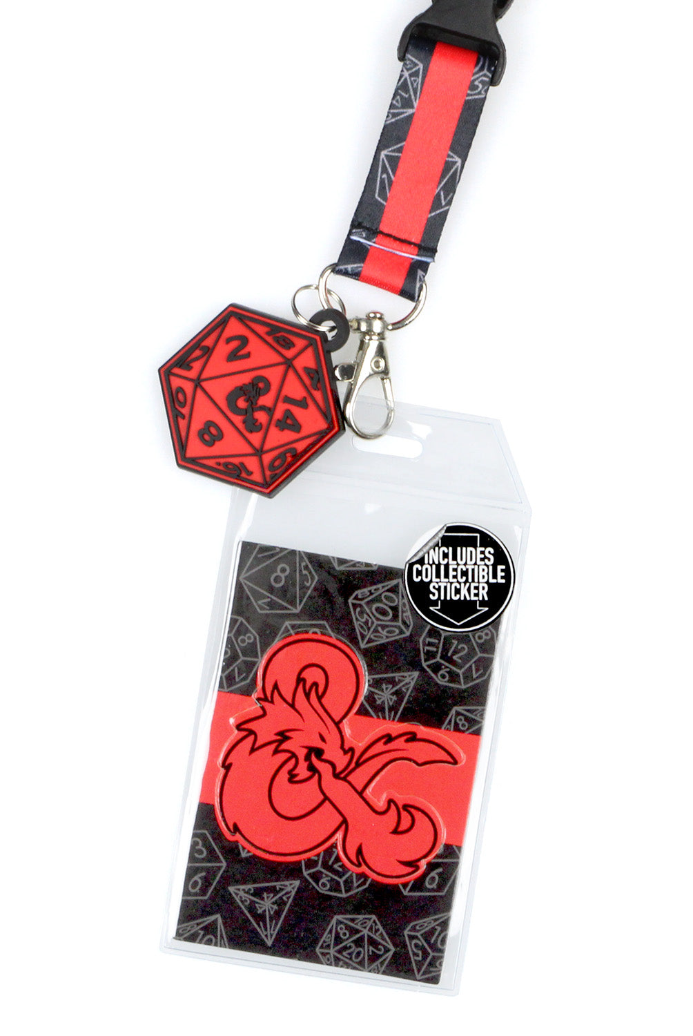 Dungeons and Dragons Logo Lanyard with D20 Dice Charm ID Badge Holder