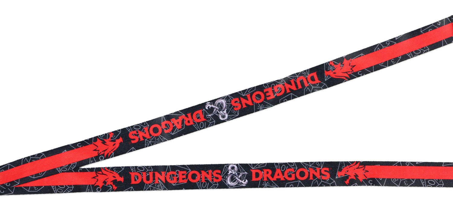 Dungeons and Dragons Logo Lanyard with D20 Dice Charm ID Badge Holder