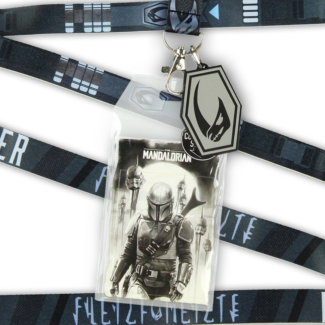 Star Wars The Mandalorian Bounty Hunter Lanyard ID Holder With Rhino Charm