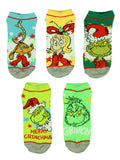 Dr. Seuss GRINCH Adult Holiday 5 Pack No Show Socks