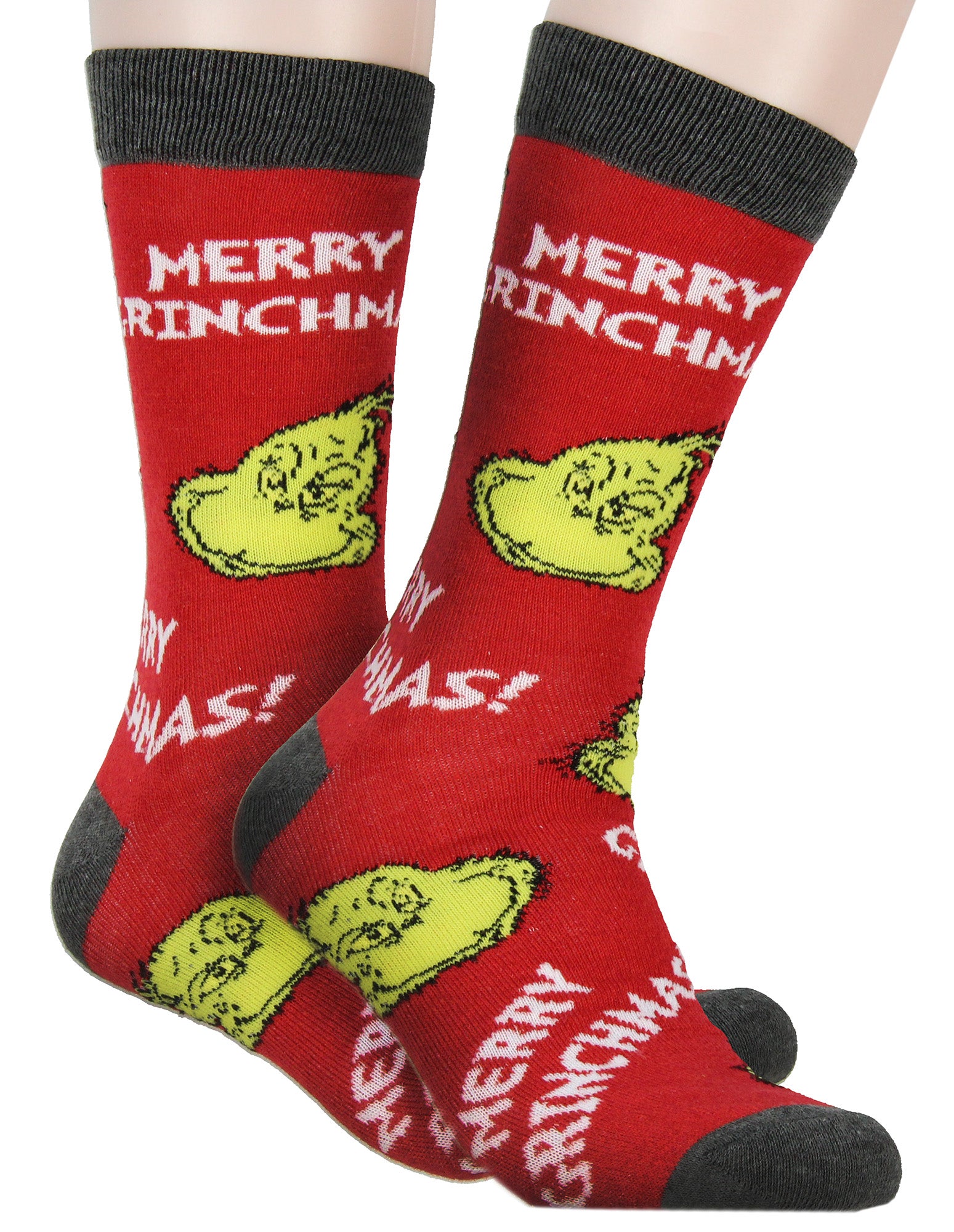 Dr. Seuss GRINCH Merry Grinchmas Adult Holiday 3 Pair Crew Socks
