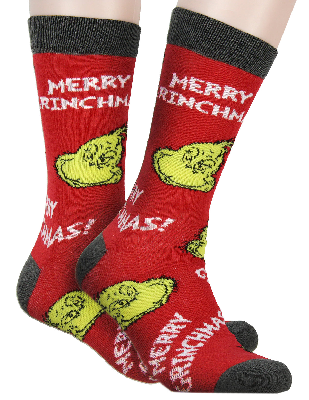 Dr. Seuss GRINCH Merry Grinchmas Adult Holiday 3 Pair Crew Socks