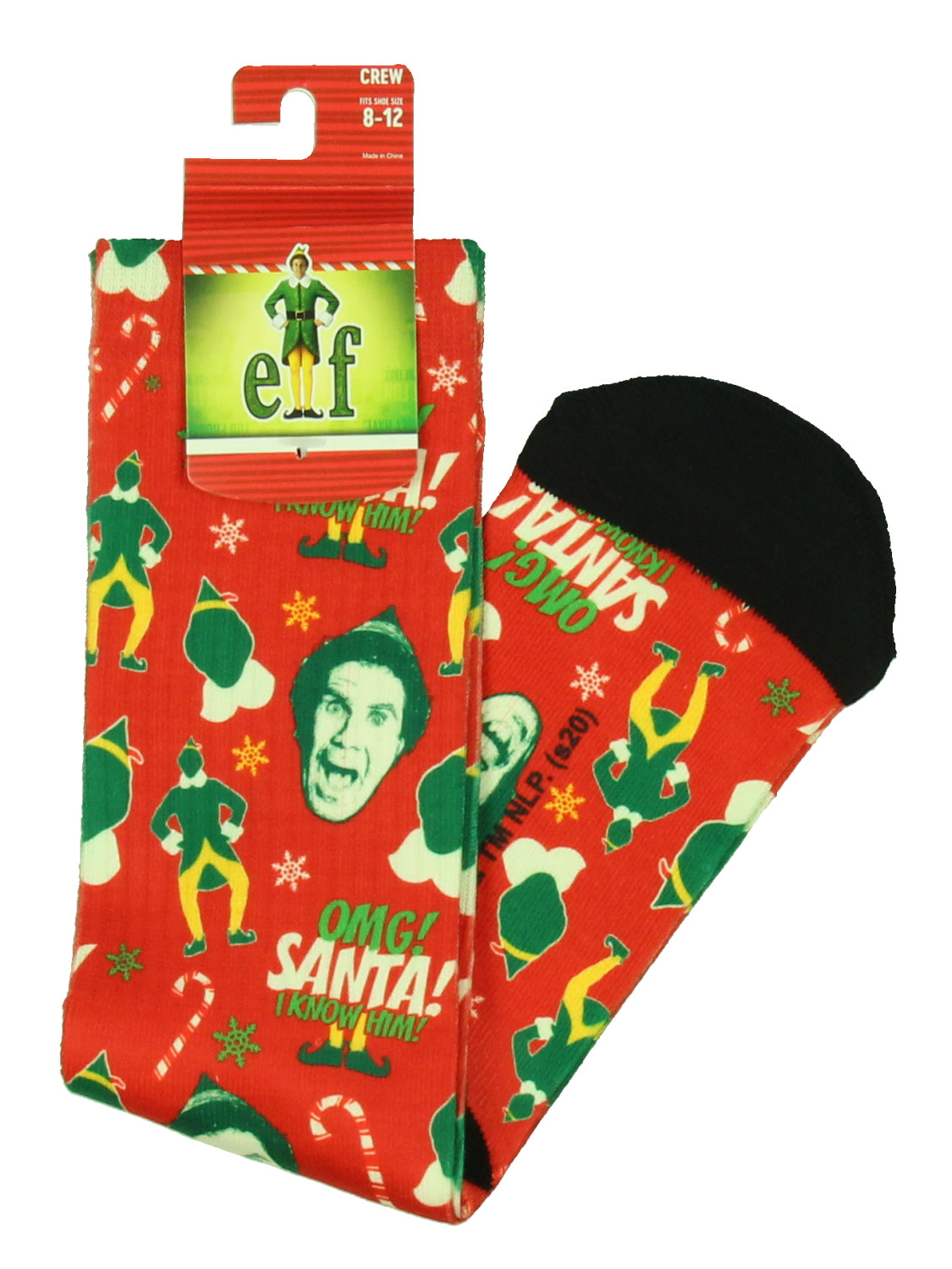 Elf The Movie Buddy OMG! Santa! I Know Him! Sublimation Mid-Calf Crew Socks