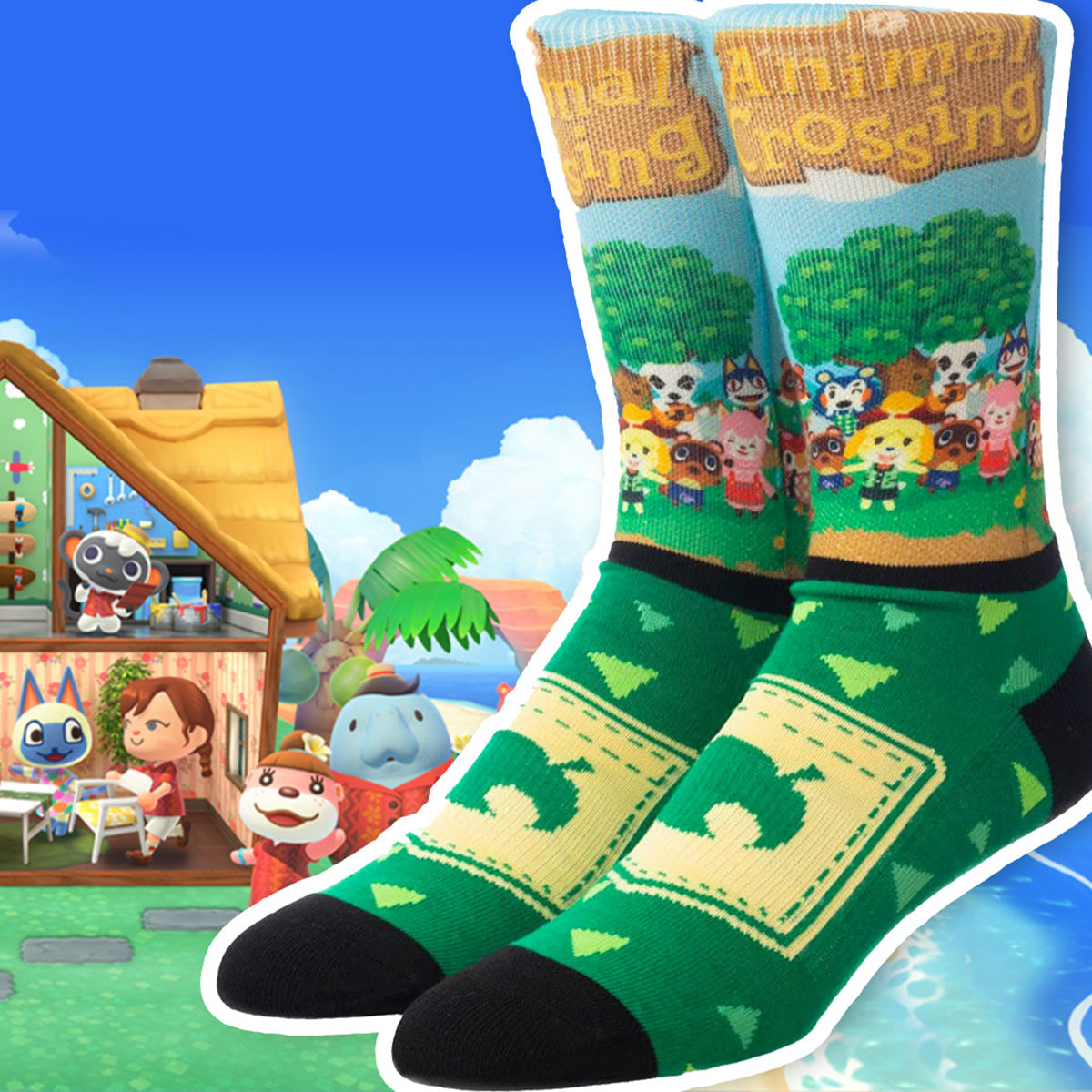 Nintendo Animal Crossing Socks Men's Allover Character Sublimated Crew Socks