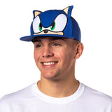 Sonic the Hedgehog Men's Hat Embroidered Character Face and 3D Ears Snapback Cap