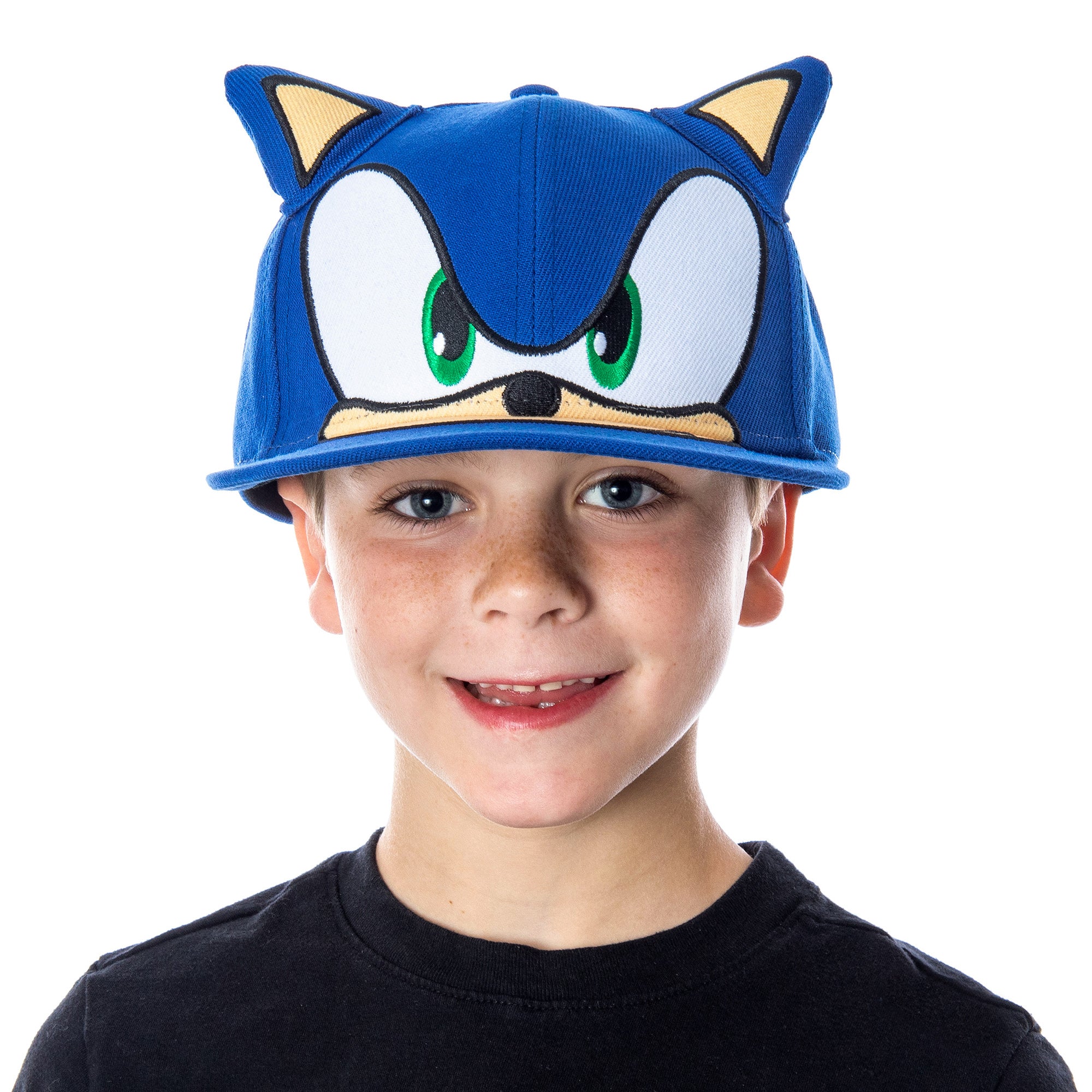 Sonic the Hedgehog Men's Hat Embroidered Character Face and 3D Ears Snapback Cap