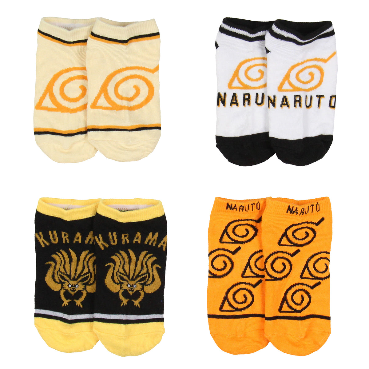 Naruto Shippuden Boy's Hidden Leaf Kanoha Anime Mix and Match Ankle Socks 8 Pair