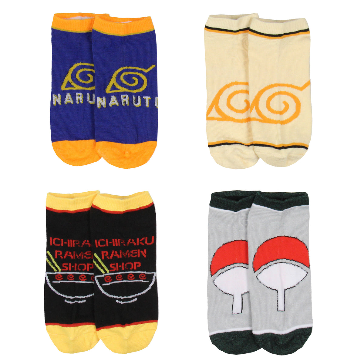 Naruto Shippuden Men's Hidden Leaf Kanoha Anime Mix and Match Ankle Socks 8 Pair