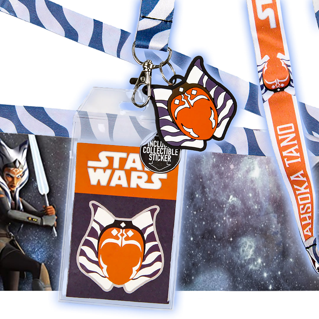 Star Wars Ahsoka Tano Lanyard ID Holder with Charm and Collectible Sticker
