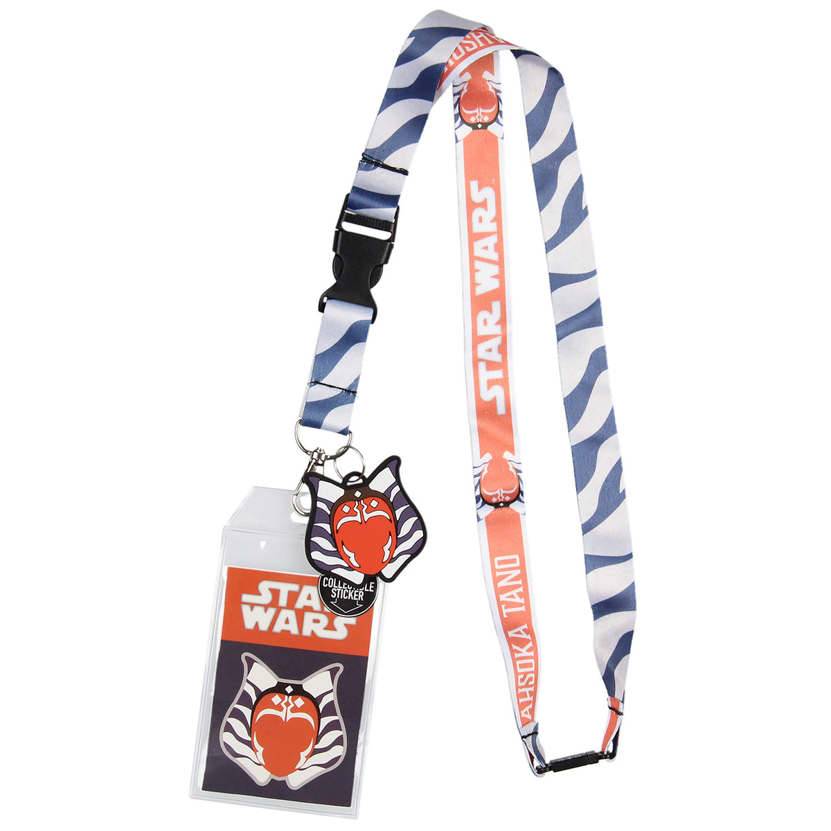 Star Wars Ahsoka Tano Lanyard ID Holder with Charm and Collectible Sticker