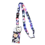 Space Cat Galaxy Breakaway Lanyard W/ Charm Clear ID Badge Holder Keychain