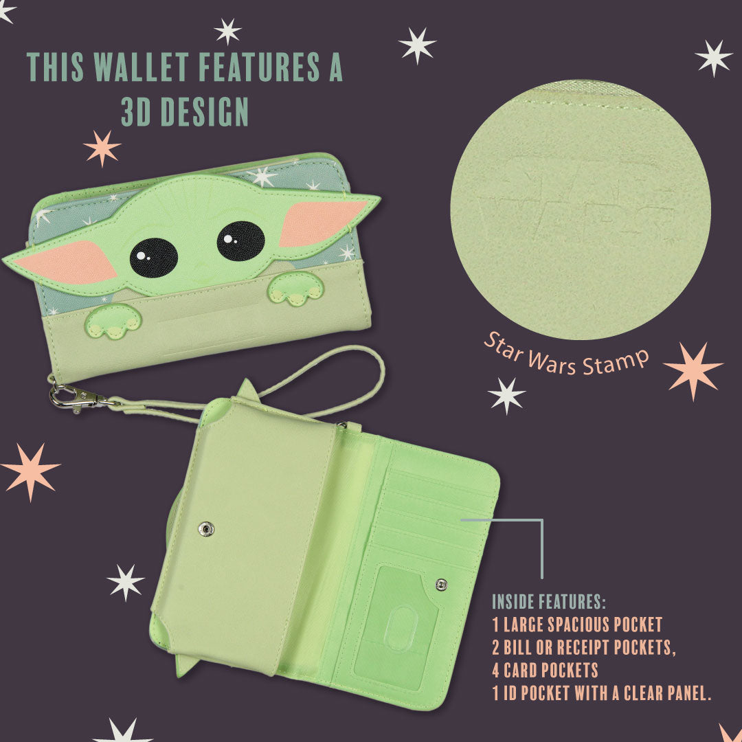 Star Wars Grogu Baby Grogu The Child Snap-Closure Wristlet Wallet w/ Wrist Strap
