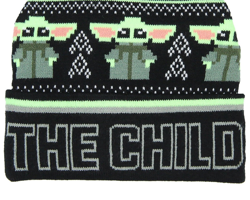 Star Wars The Child Baby Grogu Fairisle Cuff Knit Pom Youth Beanie