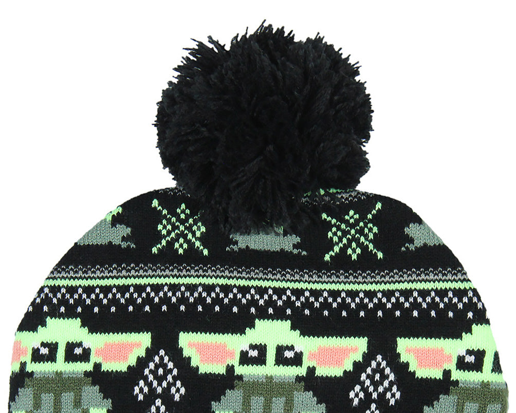 Star Wars The Child Baby Grogu Fairisle Cuff Knit Pom Youth Beanie