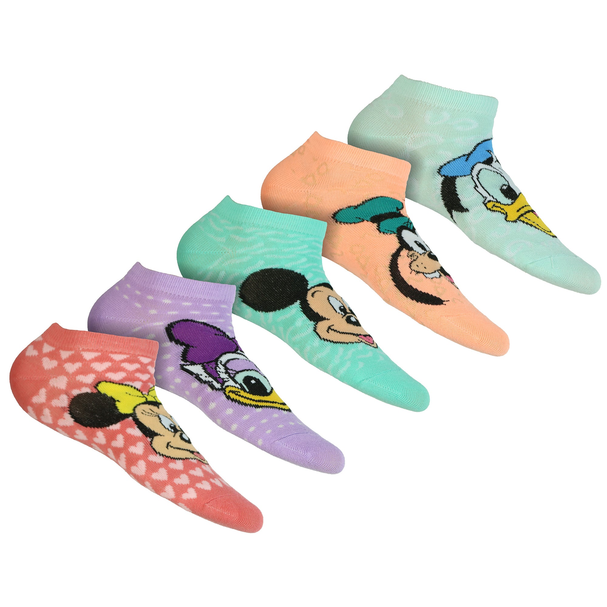 Disney Mickey Mouse & Friends Girls' 5-Pack No Show Ankle Socks, OSFM