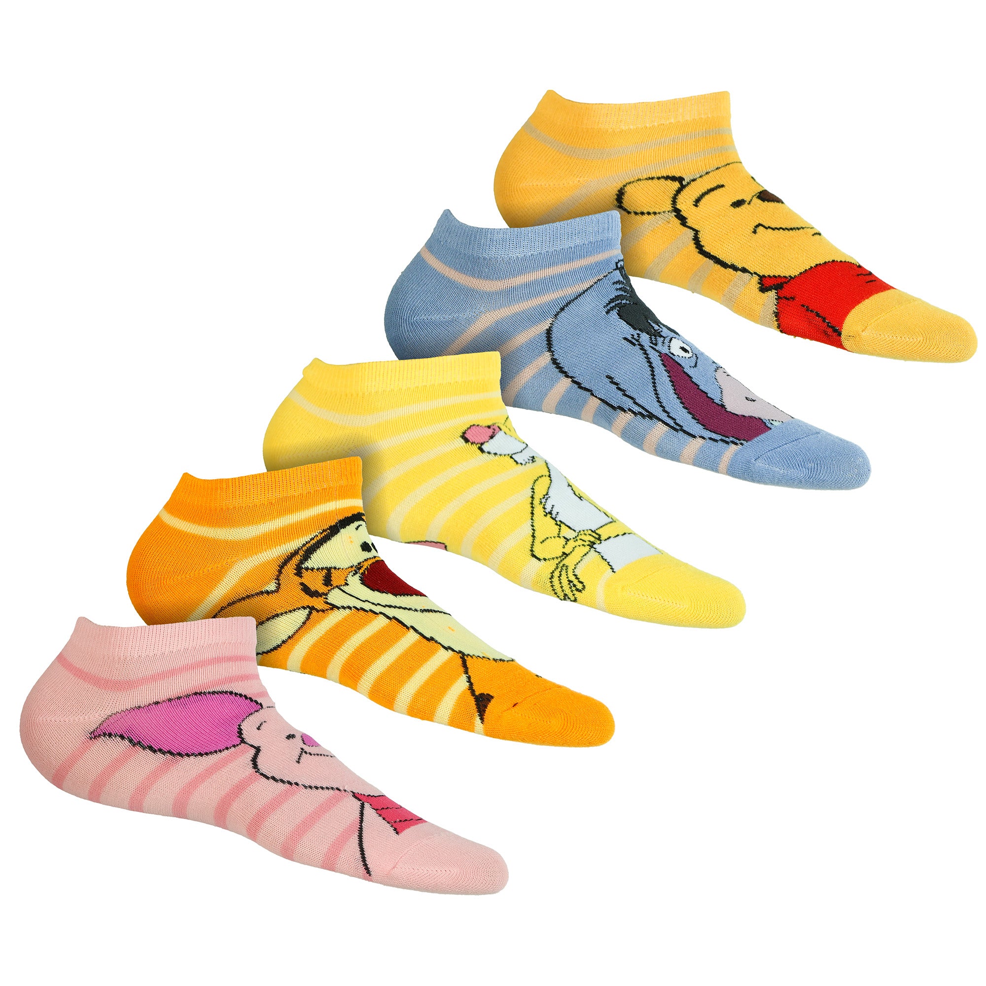 Disney Winnie the Pooh Girls' Ankle Socks Mix and Match Set, 5-Pack OSFM