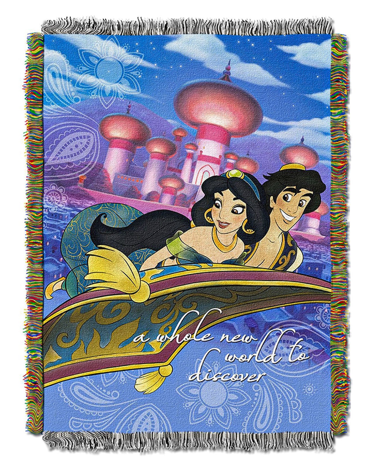 Disney Aladdin A Whole New World Tapestry Fleece Throw Blanket 46" x 60"