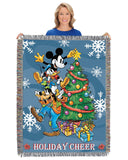 Disney Mickey Mouse Blanket Holiday Cheer Woven Tapestry Throw 48" x 60"