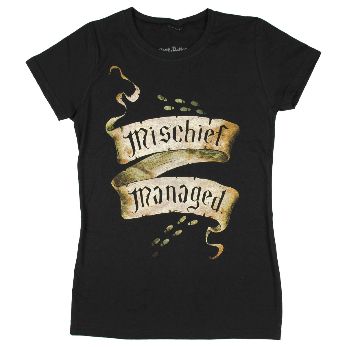 Harry Potter Marauders Map Mischief Managed Juniors T-shirt (Medium, Black) Adult