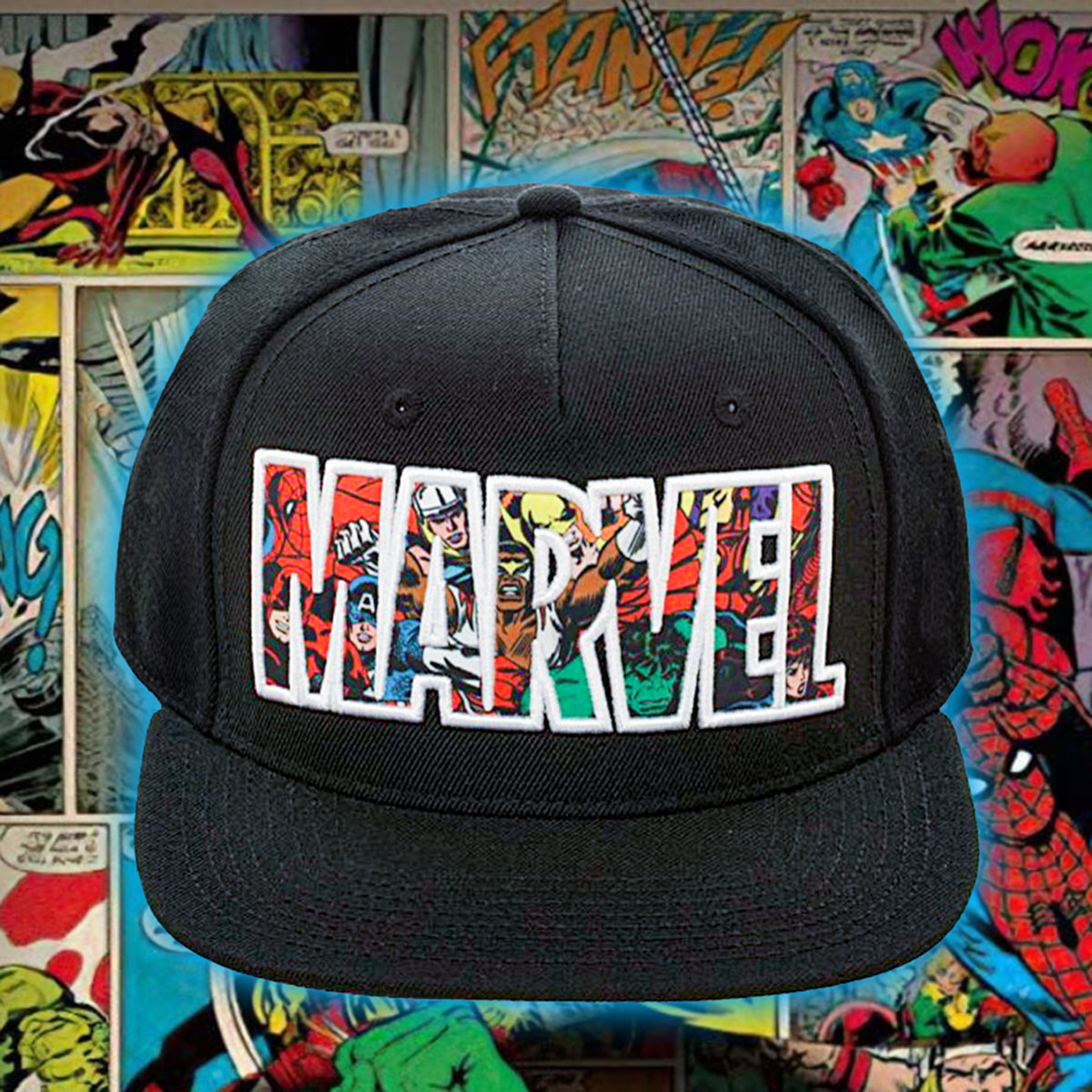 Marvel Comic Logo Sublimated Bill Snapback Cap Hat