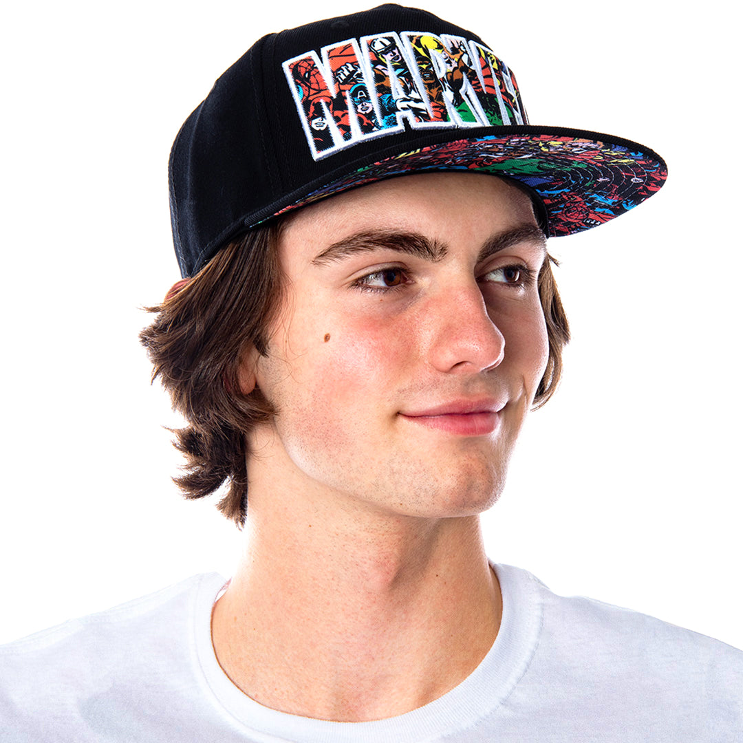 Marvel Comic Logo Sublimated Bill Snapback Cap Hat