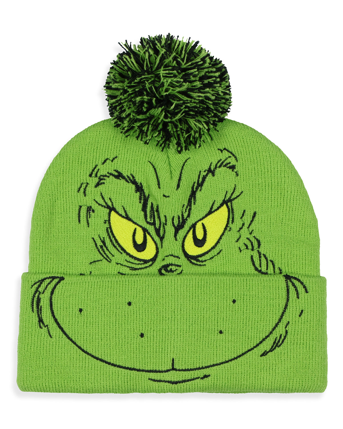 Dr. Seuss GRINCH Who Stole Christmas Pom Beanie Hat Embroidered Character