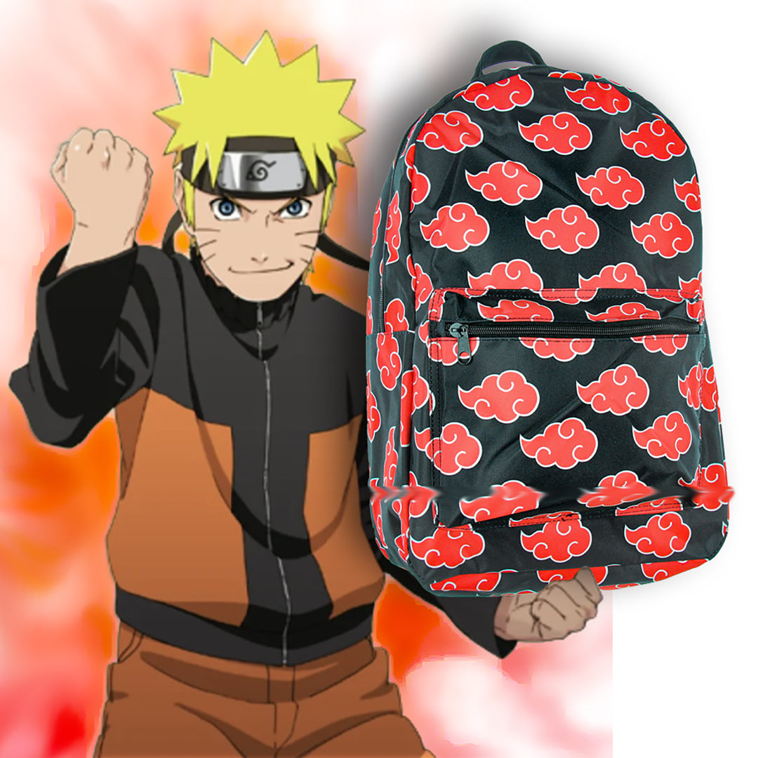 Naruto Shippuden Akatsuki Red Clouds All Over Print School Travel Laptop Backpack 17"