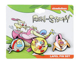 Nickelodeon Ren and Stimpy Lapel Enamel Pin 3 Pack Set