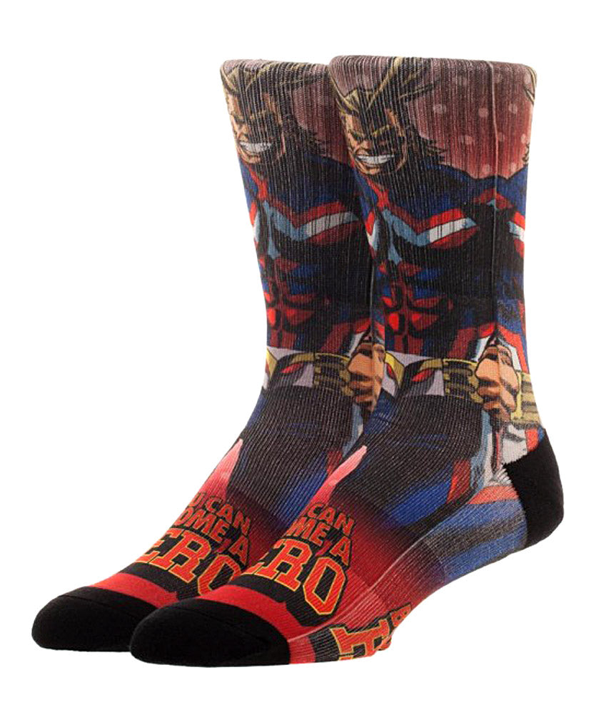 My Hero Academia Socks | All Might Mens Crew Socks | MHA Sublimated Crew Socks - Seven Times Six