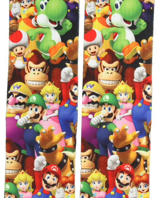 Nintendo Mario Bros. Collage Group Photo Premium Sublimated Crew Socks