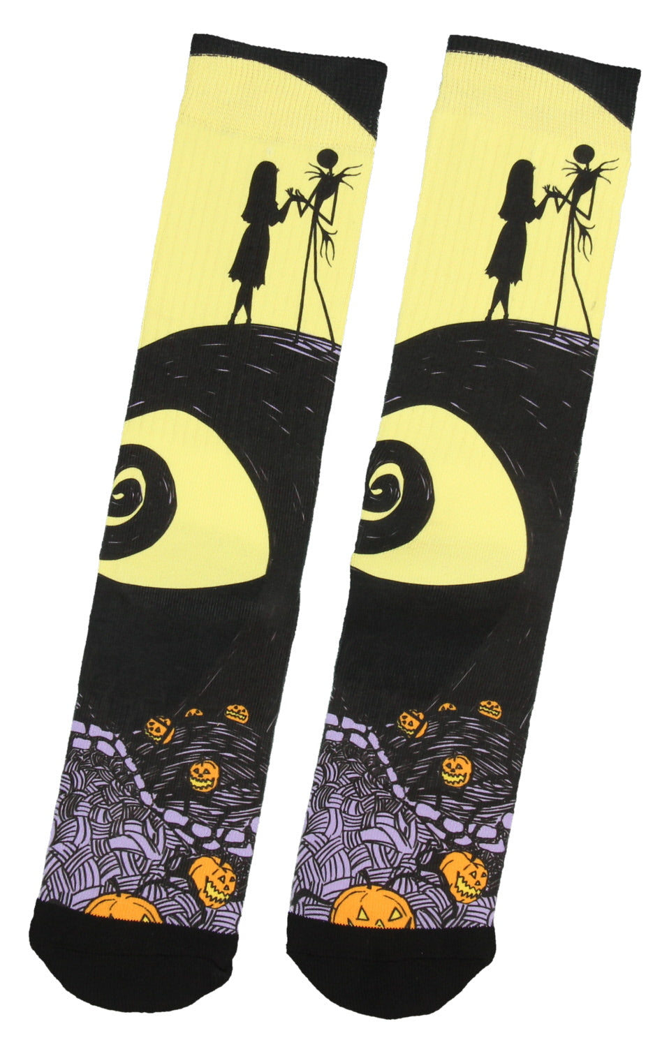 Nightmare Before Christmas Jack Skellington And Sally Adult Crew Socks 1 Pair