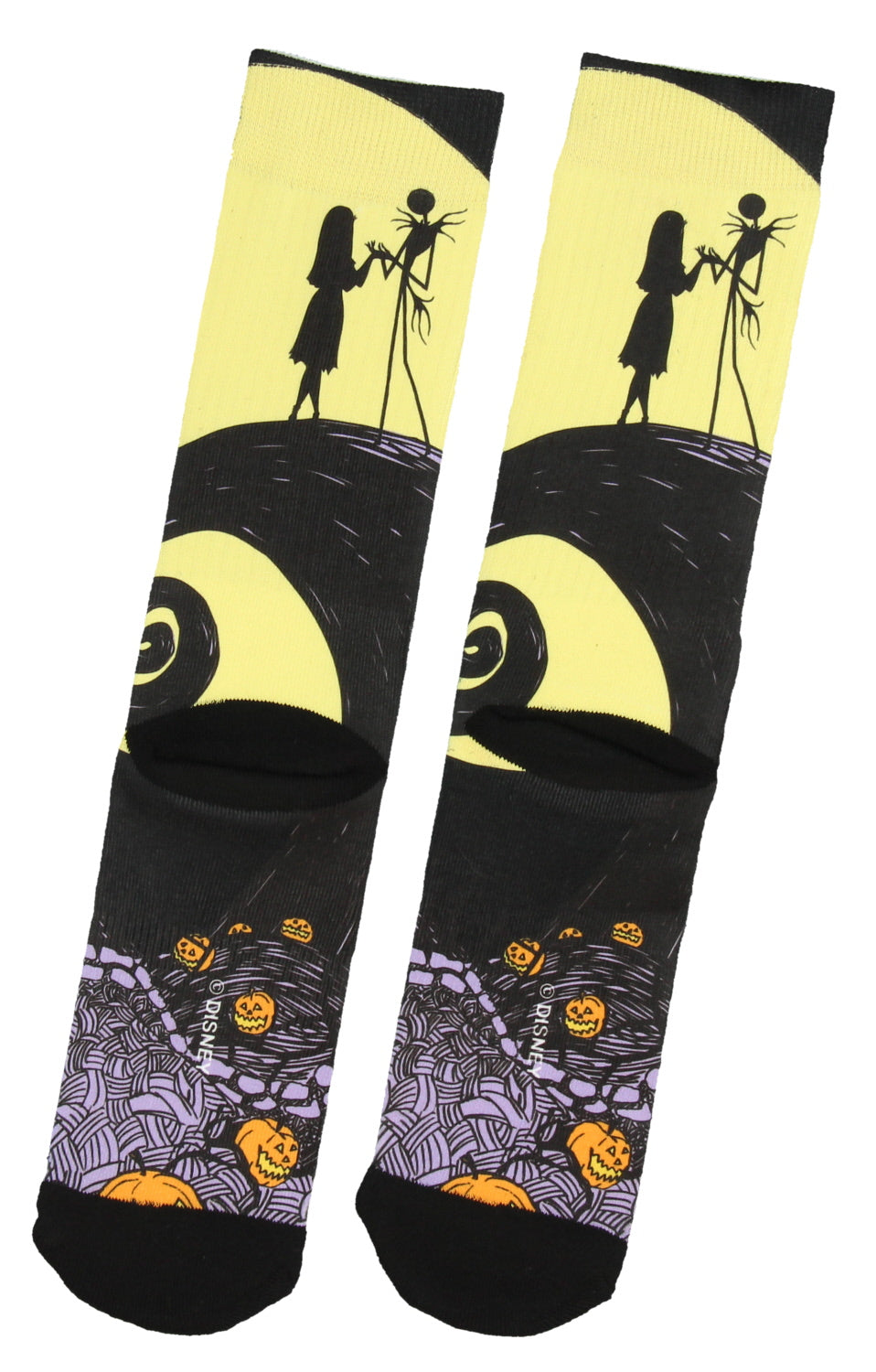 Nightmare Before Christmas Jack Skellington And Sally Adult Crew Socks 1 Pair