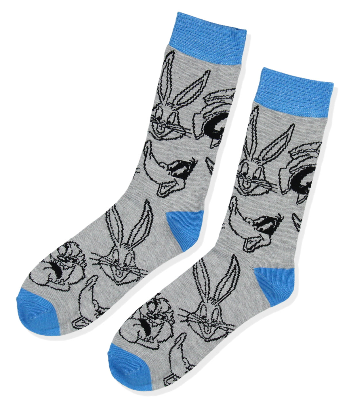 Looney Tunes Socks Character Faces Allover Print Knit Crew Socks