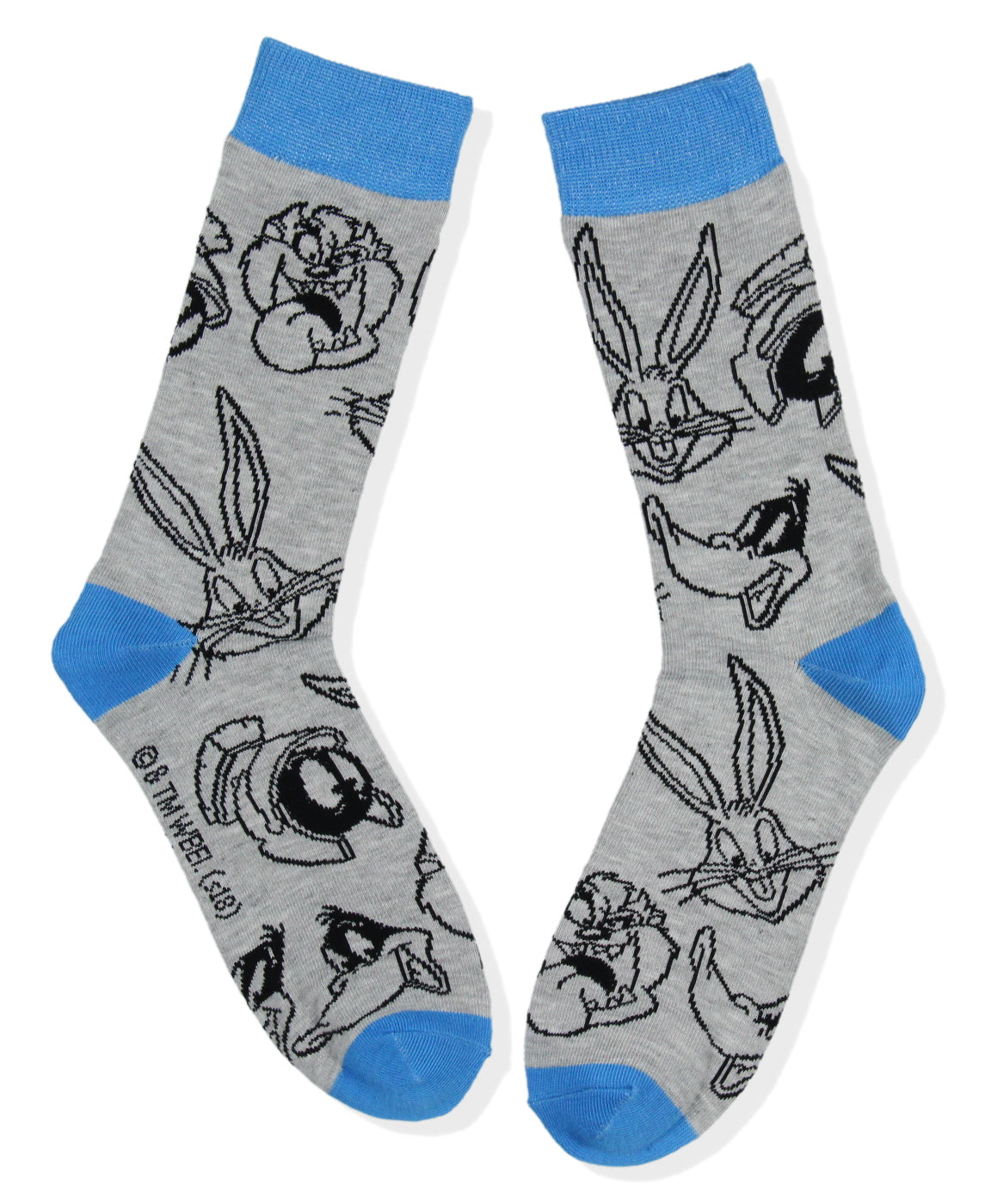 Looney Tunes Socks Character Faces Allover Print Knit Crew Socks