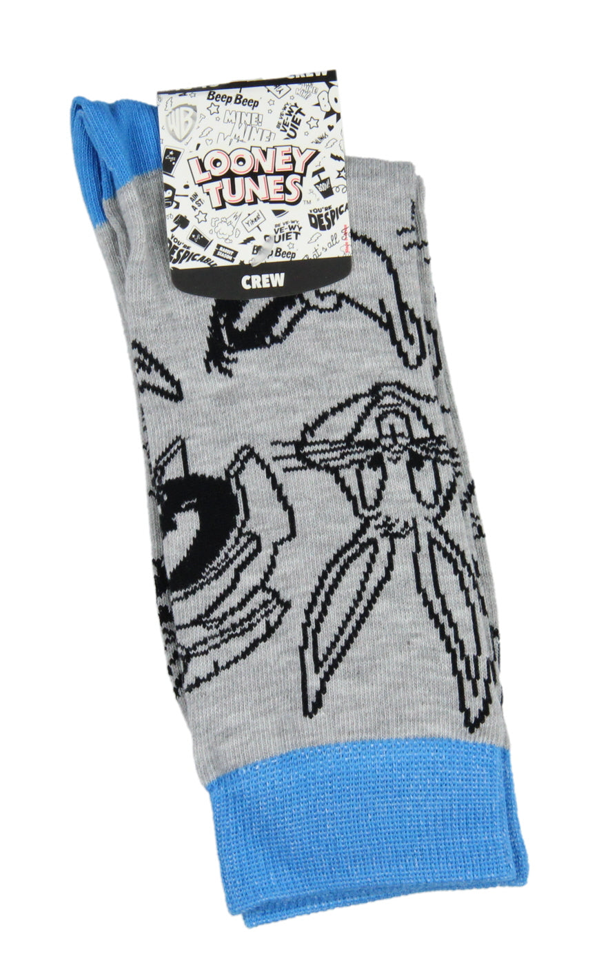 Looney Tunes Socks Character Faces Allover Print Knit Crew Socks
