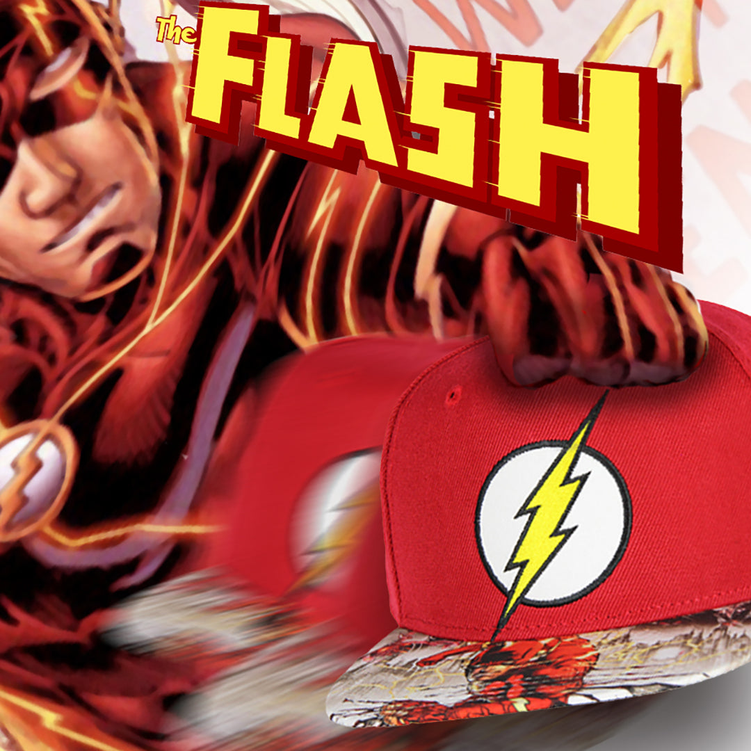 DC Comics Flash Hat - Embroidered Logo Photovivid Bill Youth Snapback Cap