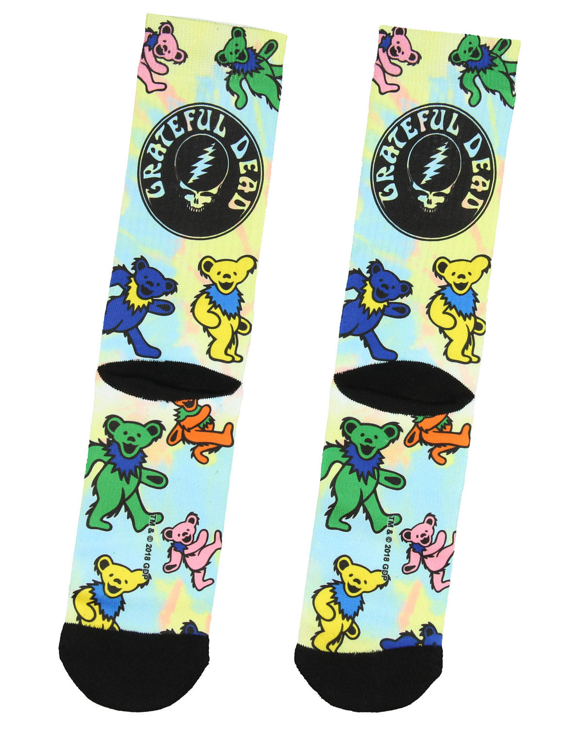 Grateful Dead Men's Steal Your Face Logo Dancing Bear Tie-Dye Crew Socks