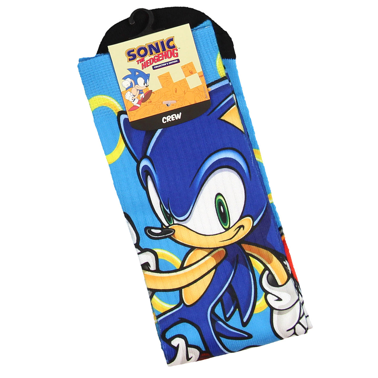 Sonic The Hedgehog Character Gold Rings Sublimated Crew Socks Mid-Calf