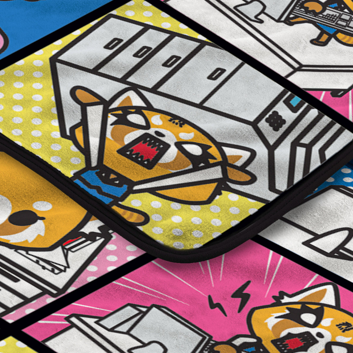 Aggretsuko Typical Monday Split Personality Squares Super Plush Throw Blanket