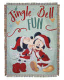 Northwest Mickey Mouse Woven Tapestry Throw Blanket, 48" x 60", Jingle Bell Fun