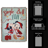 Northwest Mickey Mouse Woven Tapestry Throw Blanket, 48" x 60", Jingle Bell Fun