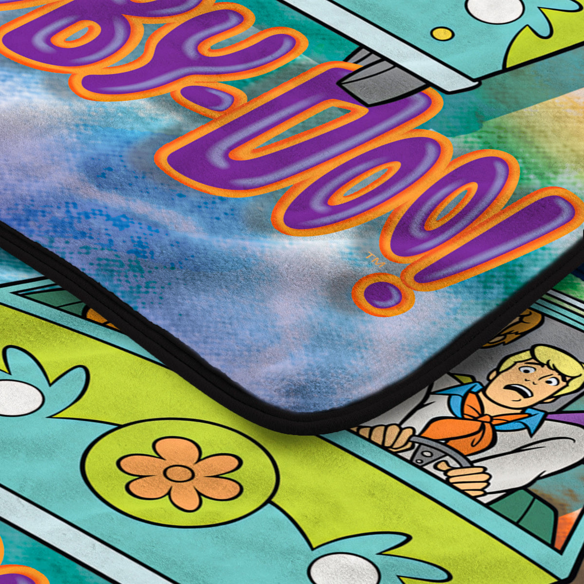 Scooby Doo Tie Dye Gang Mystery Machine Fleece Super Plush Throw Blanket 46" x 60" (117cm x 152cm)
