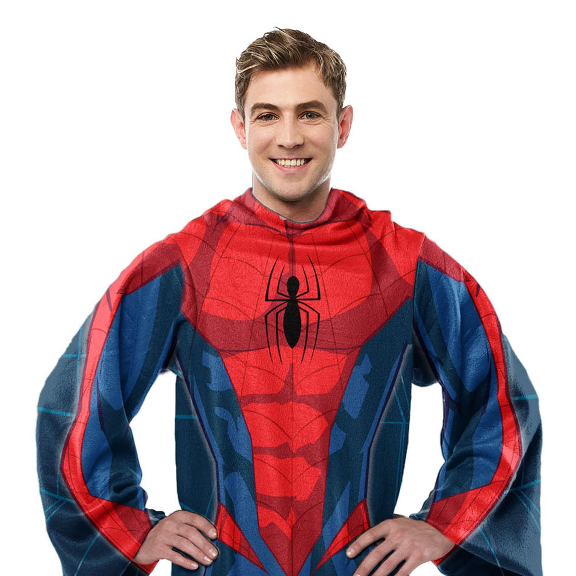 Northwest Spider-Man Spidey Webs Adult Silk Touch Comfy Throw Blanket with Sleeves, 48" x 72"