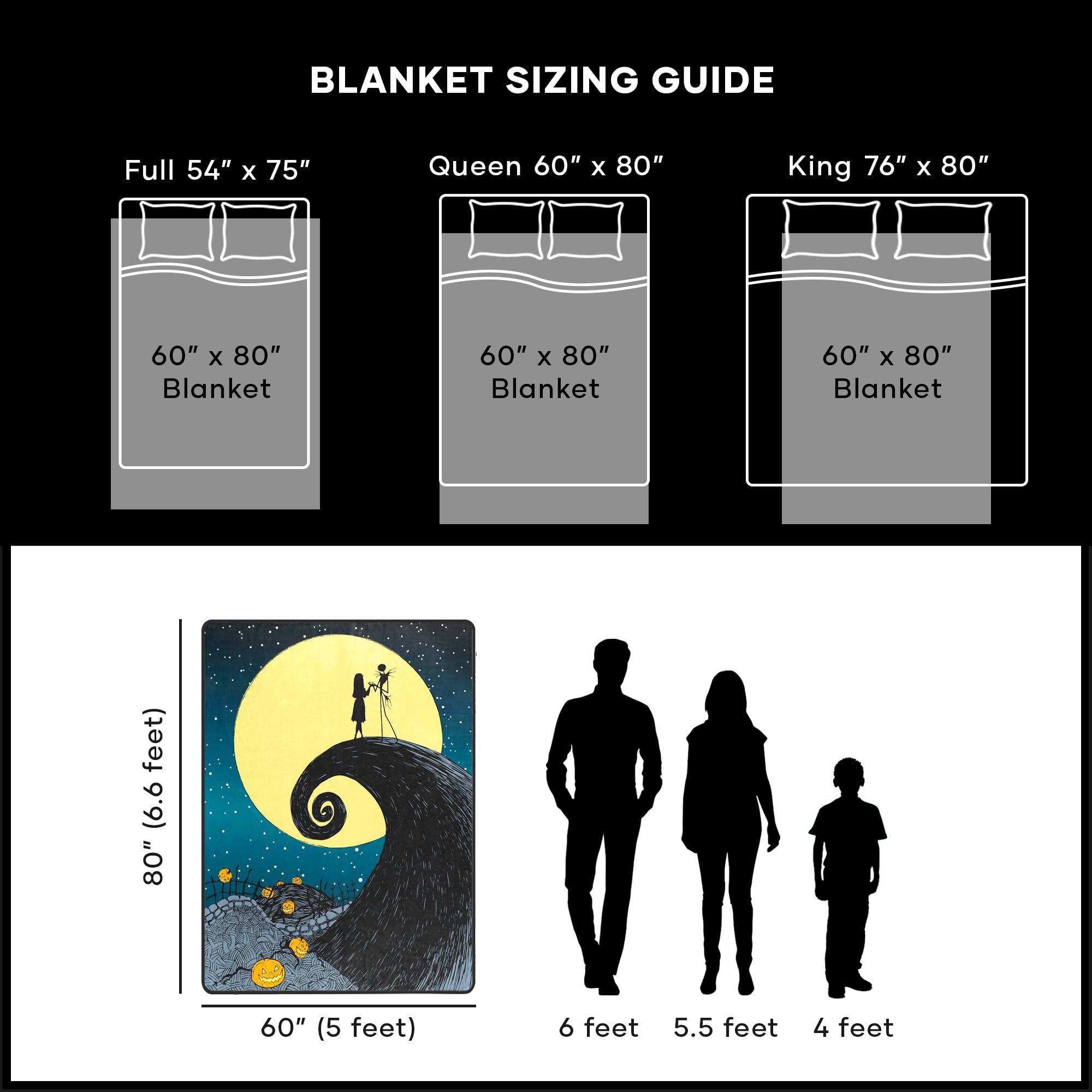 Northwest Nightmare Before Christmas Silk Touch Soft Plush Throw Blanket, 60" x 80", Starry Night